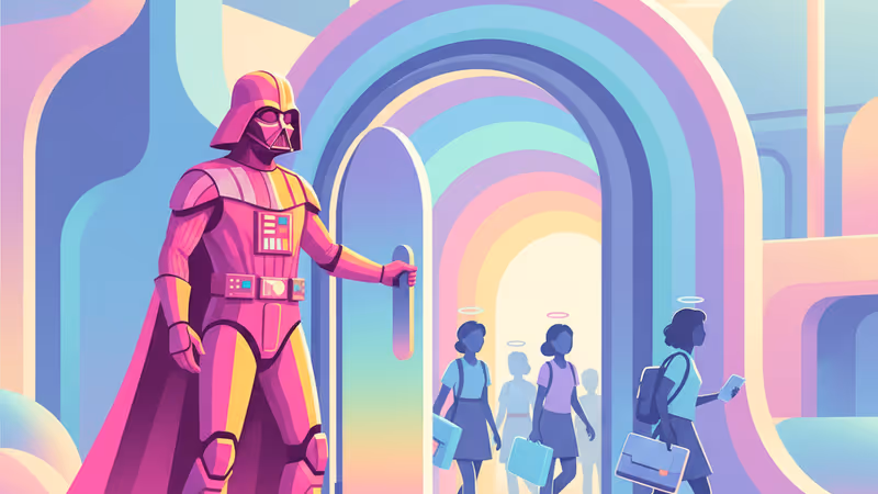 在繁華街頭觸摸橘色交通錐的霓虹橘裝束男子