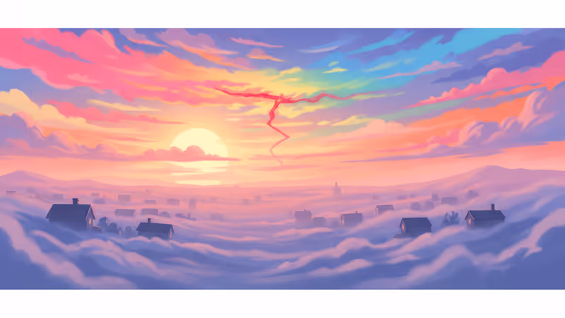 最終決戦を象徴する不気味な赤い空とホーキンスの街並み