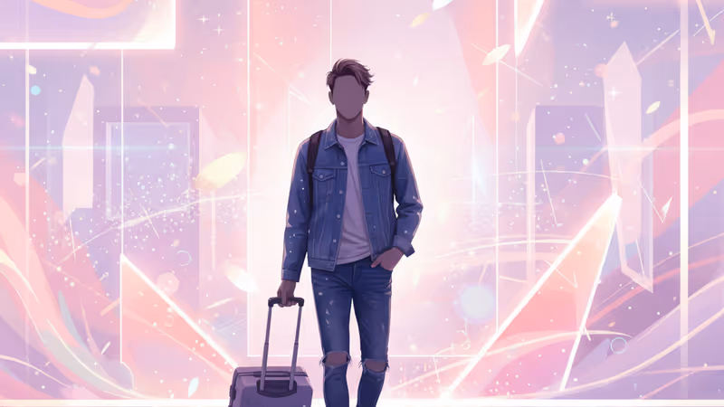 공항에서 데님 패션을 선보이며 걷고 있는 스트레이 키즈 현진