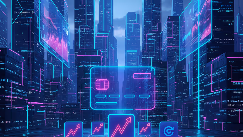 Digital interface showing streaming logos and rising price charts