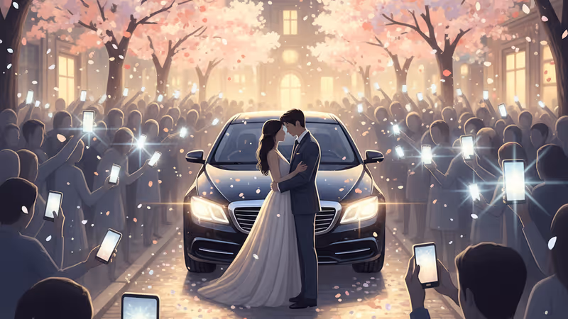 밀라노 패션위크 프라다 쇼장의 혼잡한 인파와 취재 열기