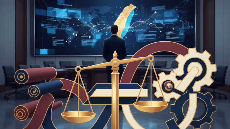 양안 관계를 상징하는 타이완 해협 지도와 외교관 실루엣