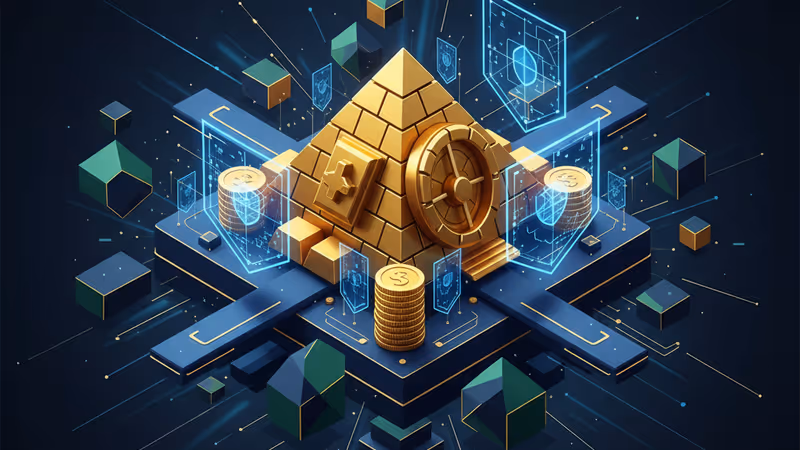 深藍色螢光數位網絡節點與半透明數據層展現隱私加密感