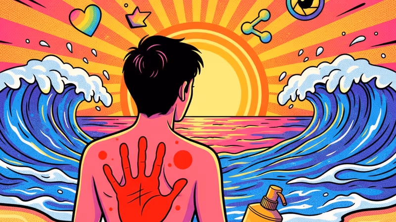 日焼け止めを塗り忘れて格子状の跡がついた人の肌