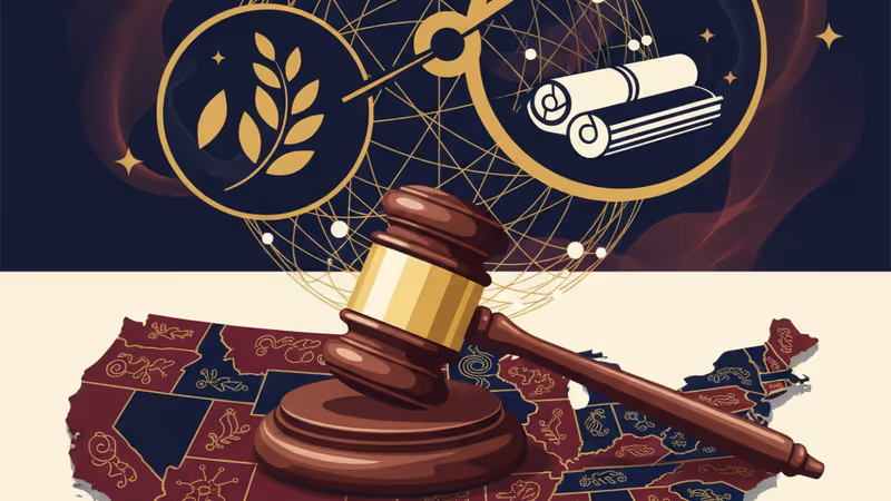 法官槌放置在顯示選區劃分的美洲地圖上