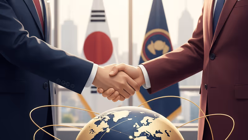 ソウルで会談する趙顯外相と小林鷹之政調会長