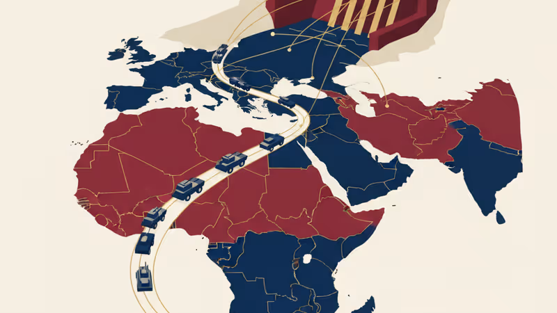 シリアのタブカ・ダム周辺を進軍する軍用車両の光景