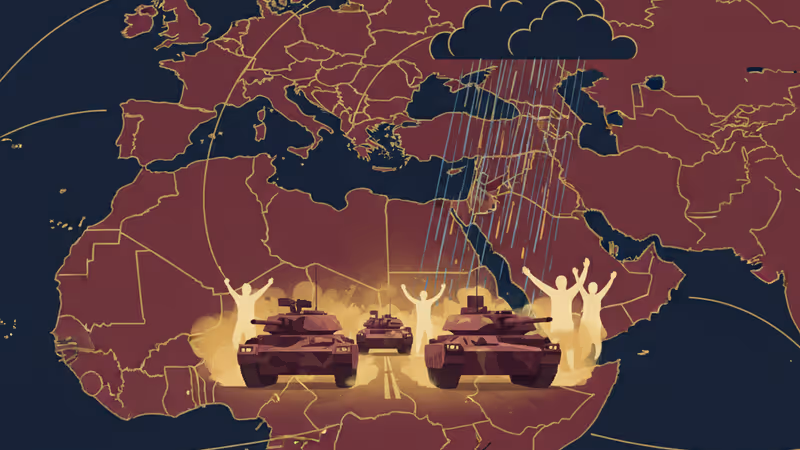 シリア軍がアレッポ東部の町に進駐する様子