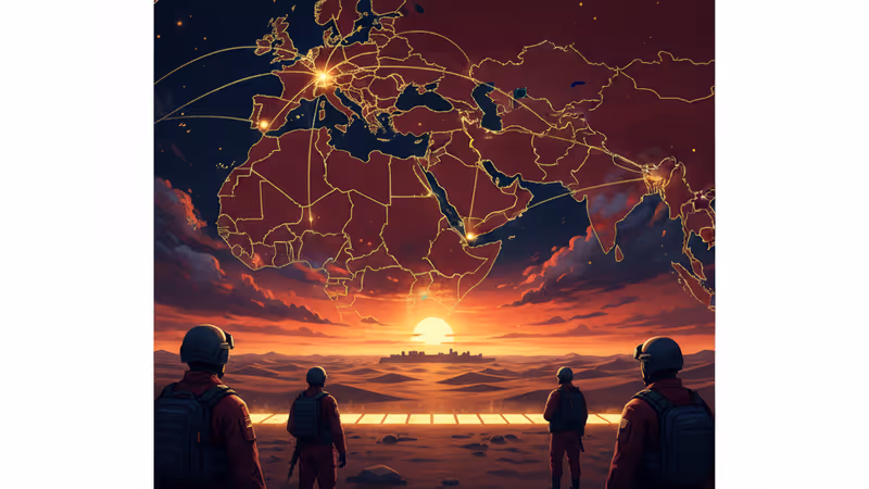 氷に覆われたグリーンランドの風景と政治的対立のイメージ