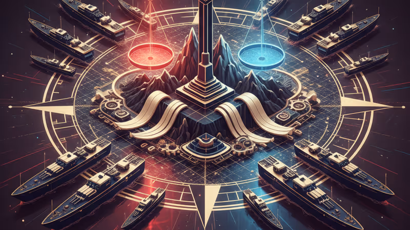 Digital representation of Taiwan Strait with tension indicators