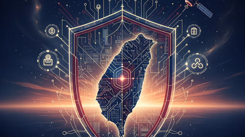 台湾全土を覆うハイテクなデジタルシールドのイメージ