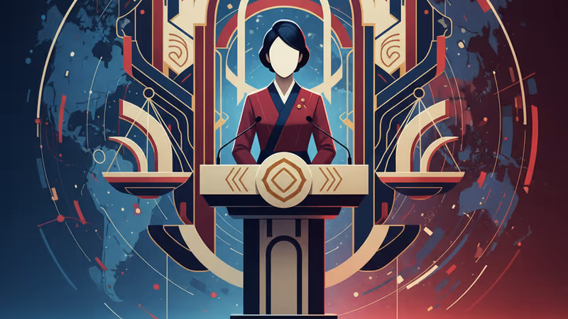 象徵 1972 年日中共同聲明與現代軍事緊張局勢對比的示意圖