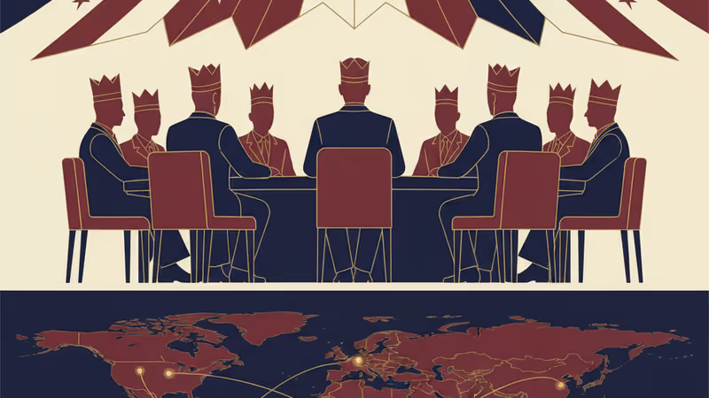 도쿄와 워싱턴을 잇는 디지털 연결망이 강조된 아시아 태평양 지정학 지도