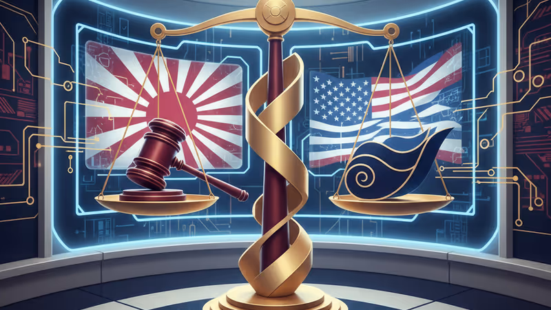 東京とワシントンを結ぶデジタル通信網のイメージ