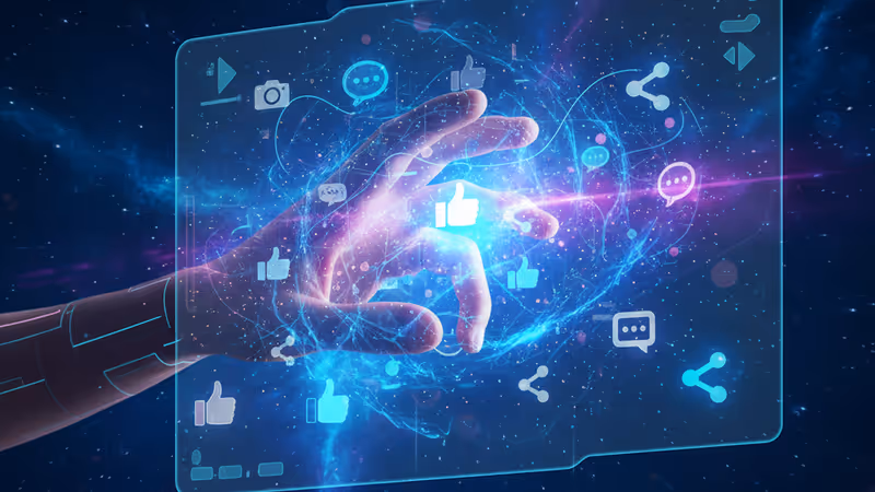 Conceptual image of a holographic feed being reorganized