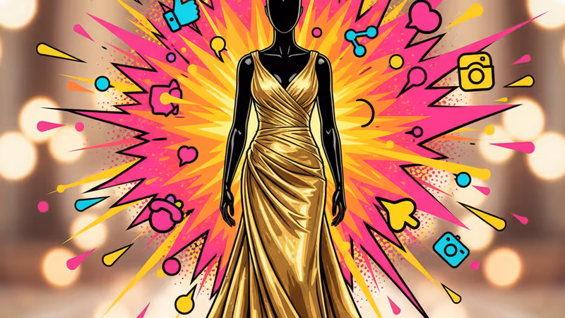 Luxurious gold dress with wedding venue lighting