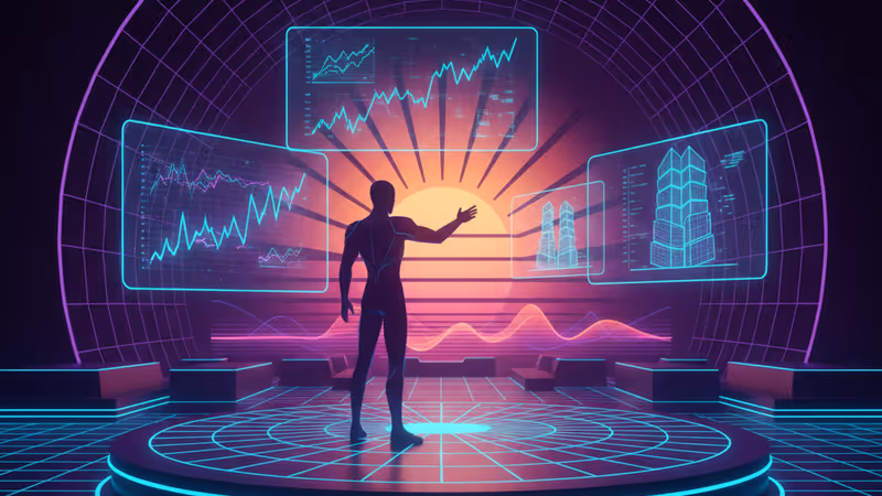 スタートアップ・バトルフィールドの優勝カップとデジタルデータの背景