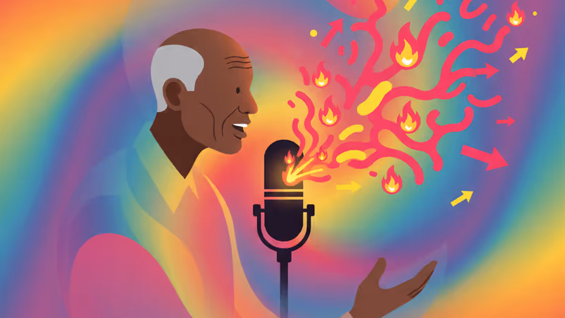 팟캐스트에서 인터뷰 중인 테드 랭의 모습