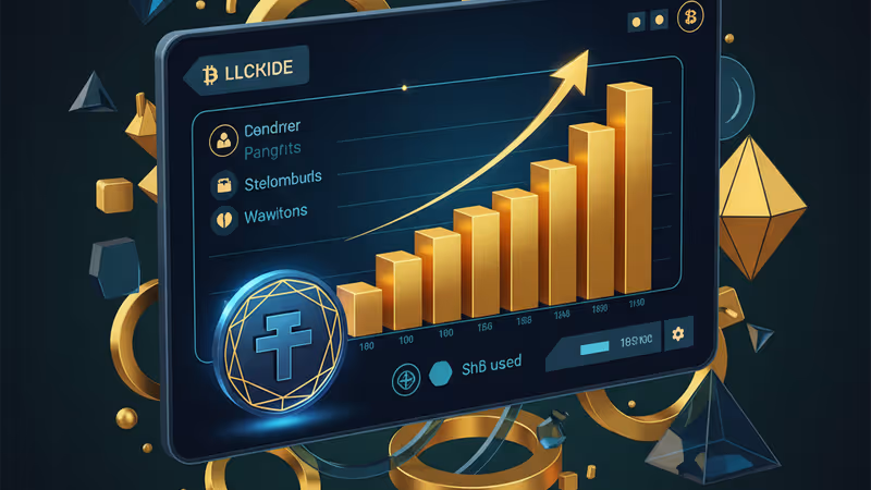 테더 로고가 새겨진 금고 안에 가득 찬 비트코인