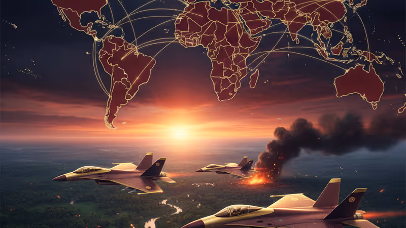 タイ・カンボジア国境付近で立ち上る煙と、外交交渉を象徴するイメージ