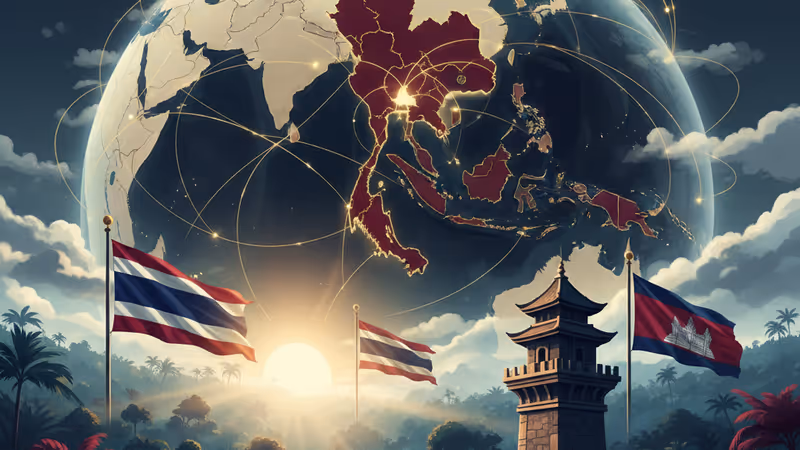 泰國與柬埔寨邊境密林中升起的遠處煙霧