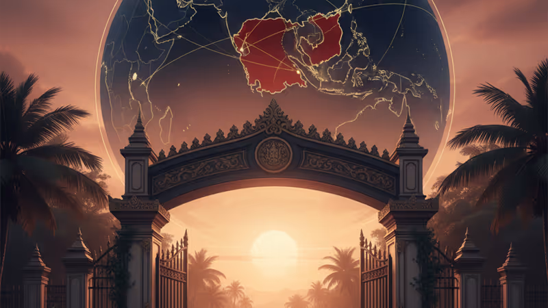 柬埔寨士兵在普熱邊境口岸獲釋並返回國土的場景