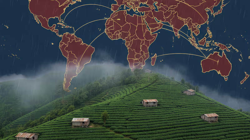 斯里蘭卡中央高地茶園與勞工排屋全景