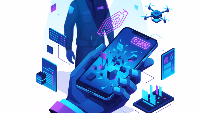 顯示社群媒體瀏覽數據與明尼亞波利斯執法現場的合成影像