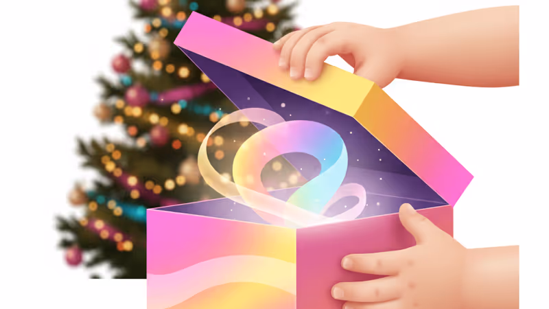 クリスマスプレゼントを開ける子供の手元