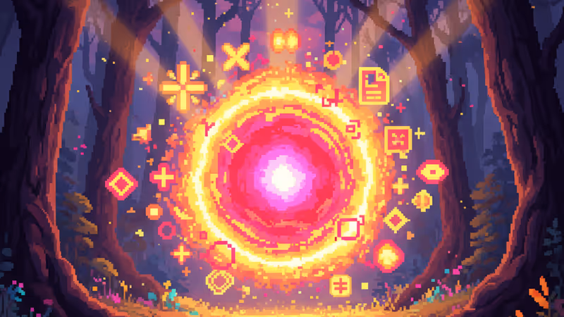 신비로운 숲속에 빛나는 마법 포털 이미지