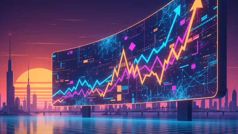 Futuristic stock ticker showing AI growth in China