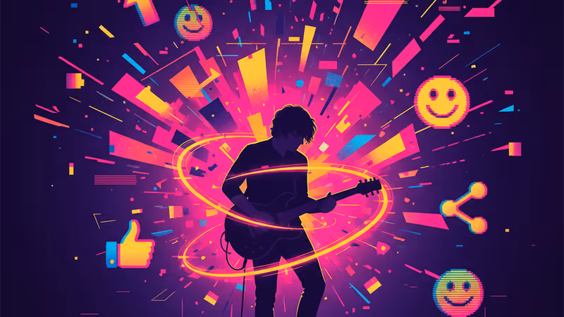 スタジオに置かれたギターと一輪のバラ。亡くなったペリー・バモンテ氏を追悼するイメージ。