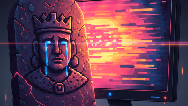 雪の降る暗闇の中で赤く光る古代の石時計。歴史的な不吉な新年の象徴。