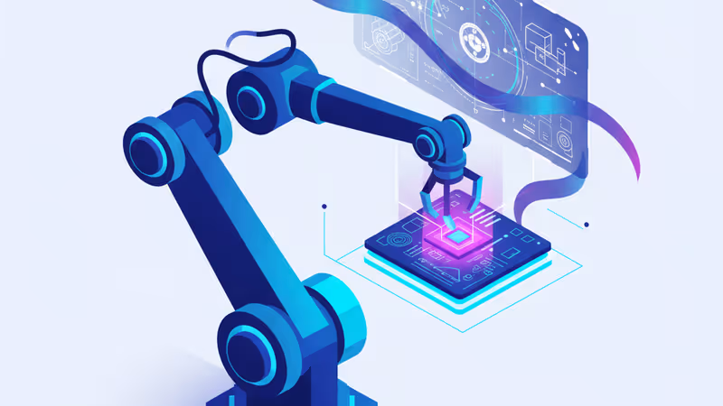 設計図からデジタルデータが浮かび上がる次世代工場のイメージ