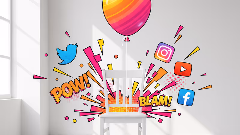 텅 빈 테이블 위에 놓인 고독한 생일 파티 모자