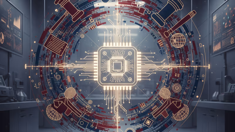 半導体チップとデジタルバリアのイメージ