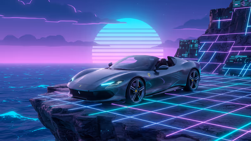 이탈리아 해안 도로를 달리는 페라리 12칠린드리 스파이더의 역동적인 모습