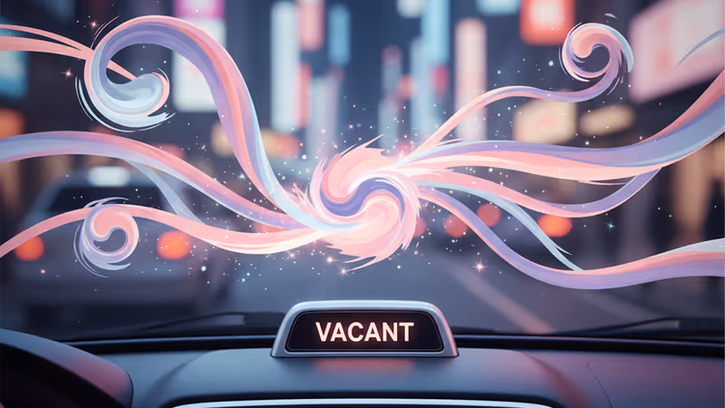 Close-up of a taxi meter and dashboard in the dark