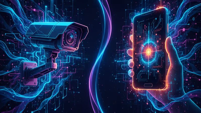 스마트폰으로 복면 요원들을 촬영하는 시민의 모습