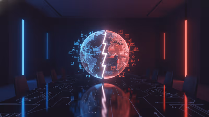 미국과 중국 간의 틱톡 지배구조 개편을 형상화한 디지털 이미지