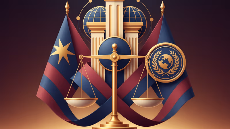 星条旗を背景に立つ国務長官マルコ・ルビオの象徴的な肖像