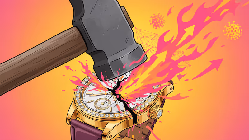 基石缺失導致崩塌的巨大銀行沙堡