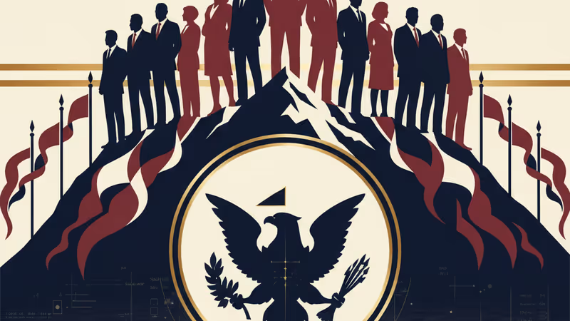 미국 대외 정책의 변화를 상징하는 전술적 세계 지도와 문장