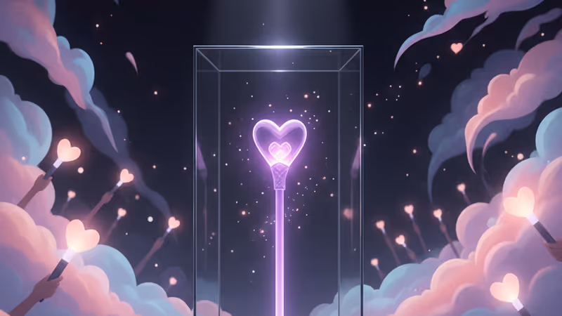 HYBE 企業總部大樓與 BTS 標誌結合的視覺圖像