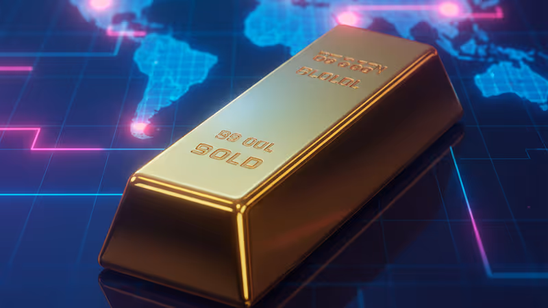 金塊と中東地域を強調したデジタル世界地図の背景