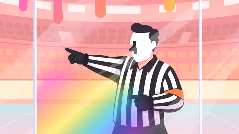 威爾法洛穿著NHL裁判制服在場邊觀看冰球比賽