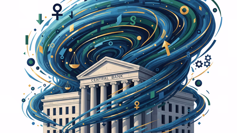 象徵貨幣政策與政治壓力隔離的現代銀行大廳