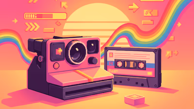 Vintage analog items representing 80s and 90s nostalgia