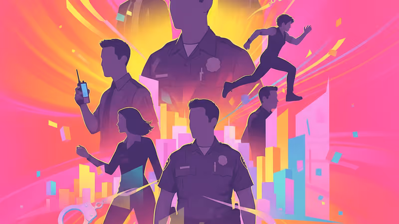 드라마 더 루키의 주연 배우 나단 필리온이 경찰 제복을 입고 있는 모습