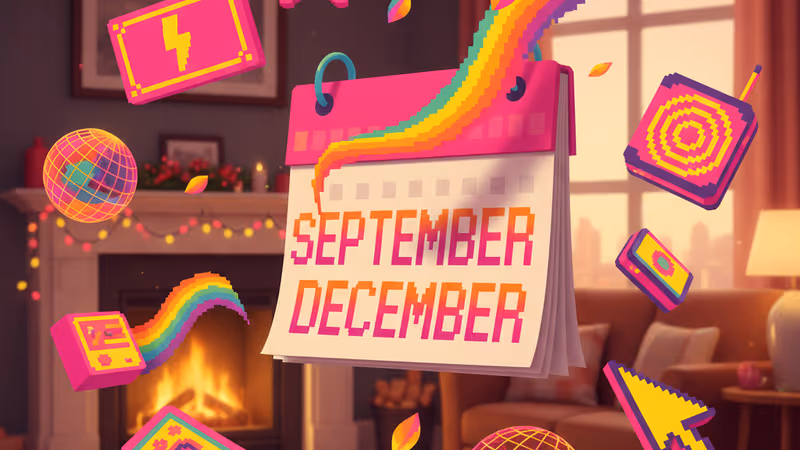 12월 달력과 아기 신발이 놓인 따뜻한 분위기의 방